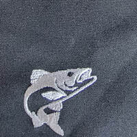 embroidered fish in silver